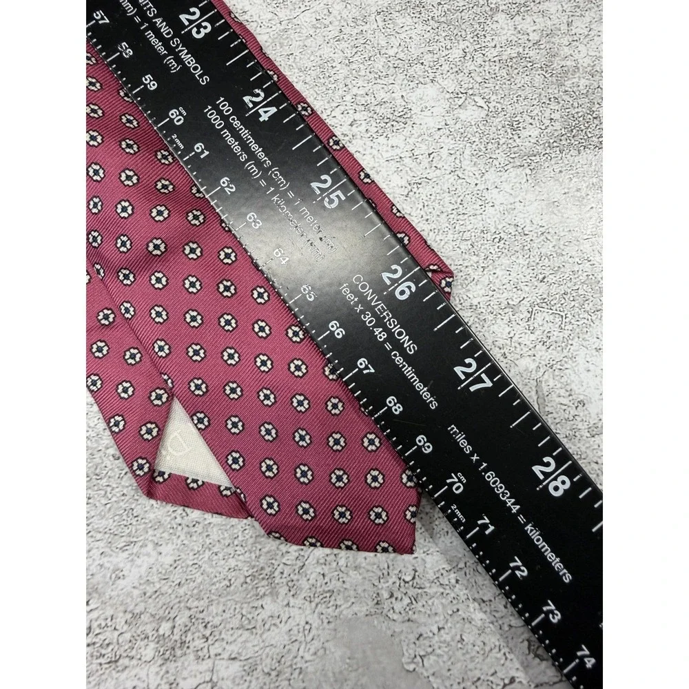 Christian Dior Tie Mens One Size Pink 100% Silk‎ Geometric Designer Classic VTG